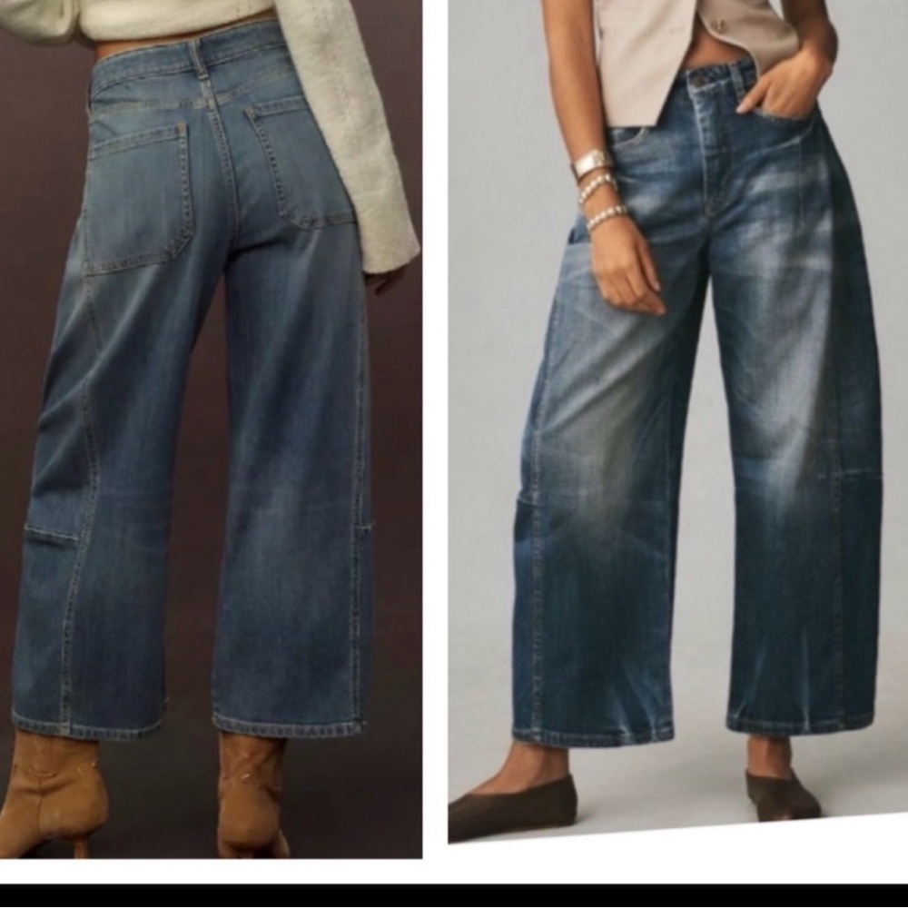 Women's Blue Wide-Leg Barrel Jeans